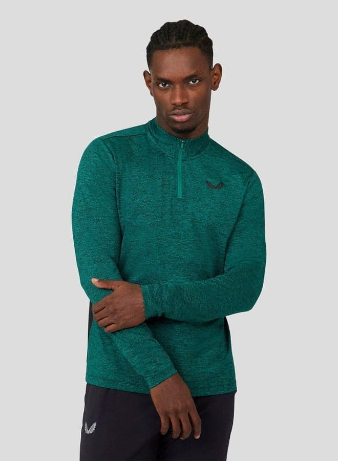 Core Essentials Colour Block 1/4 Zip Gem Marl CMA40027 - Image 1