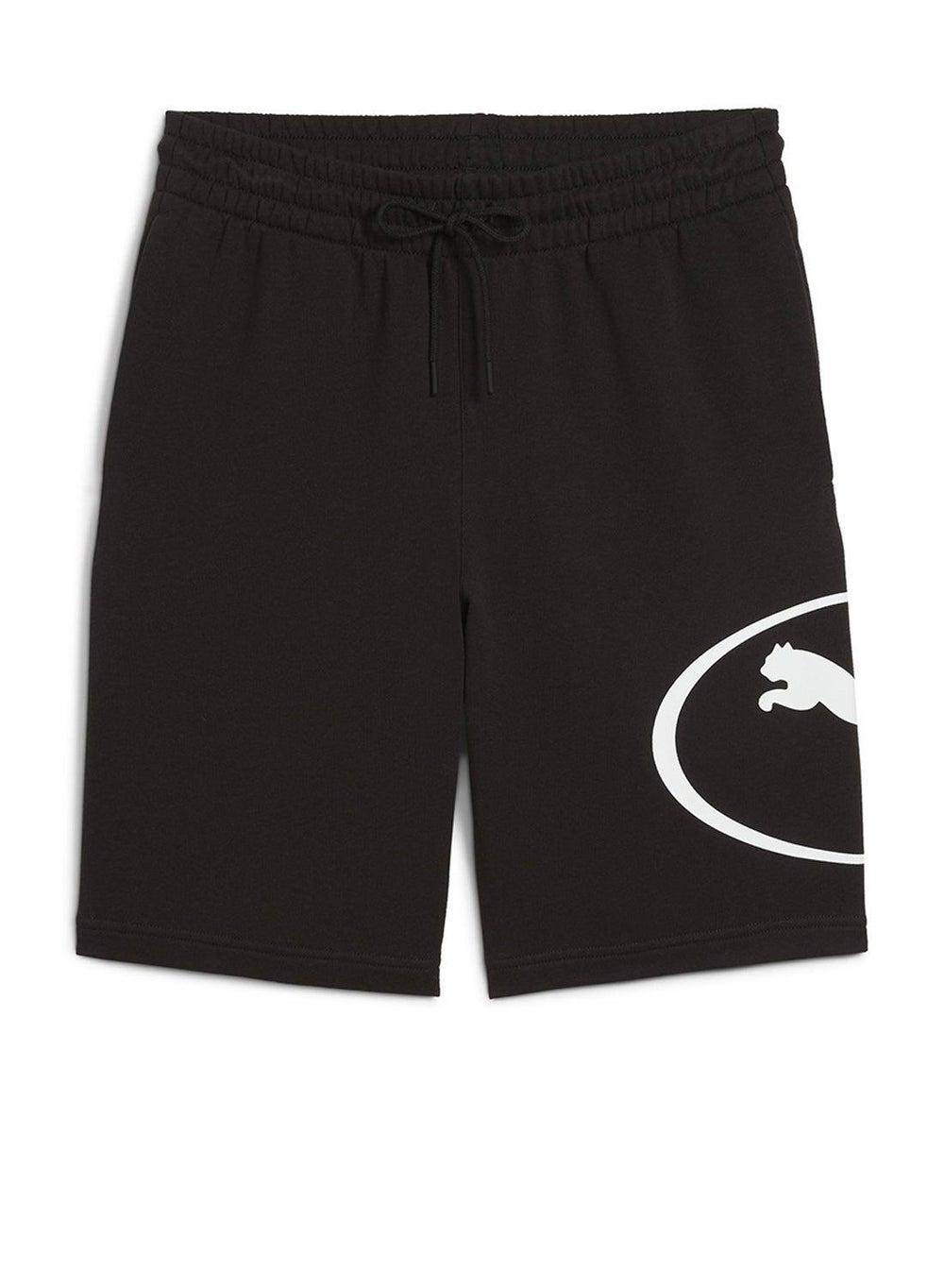 PUMA Sport Graphic 9 Black French Terry Shorts - Image 1