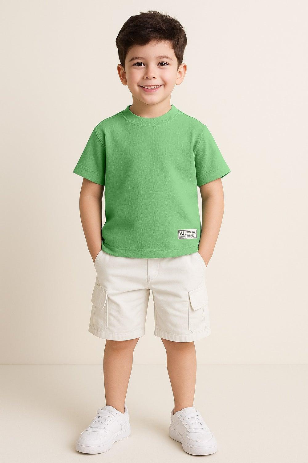 Junior Boys Cotton Waffle Tee Fresh Green - Image 1