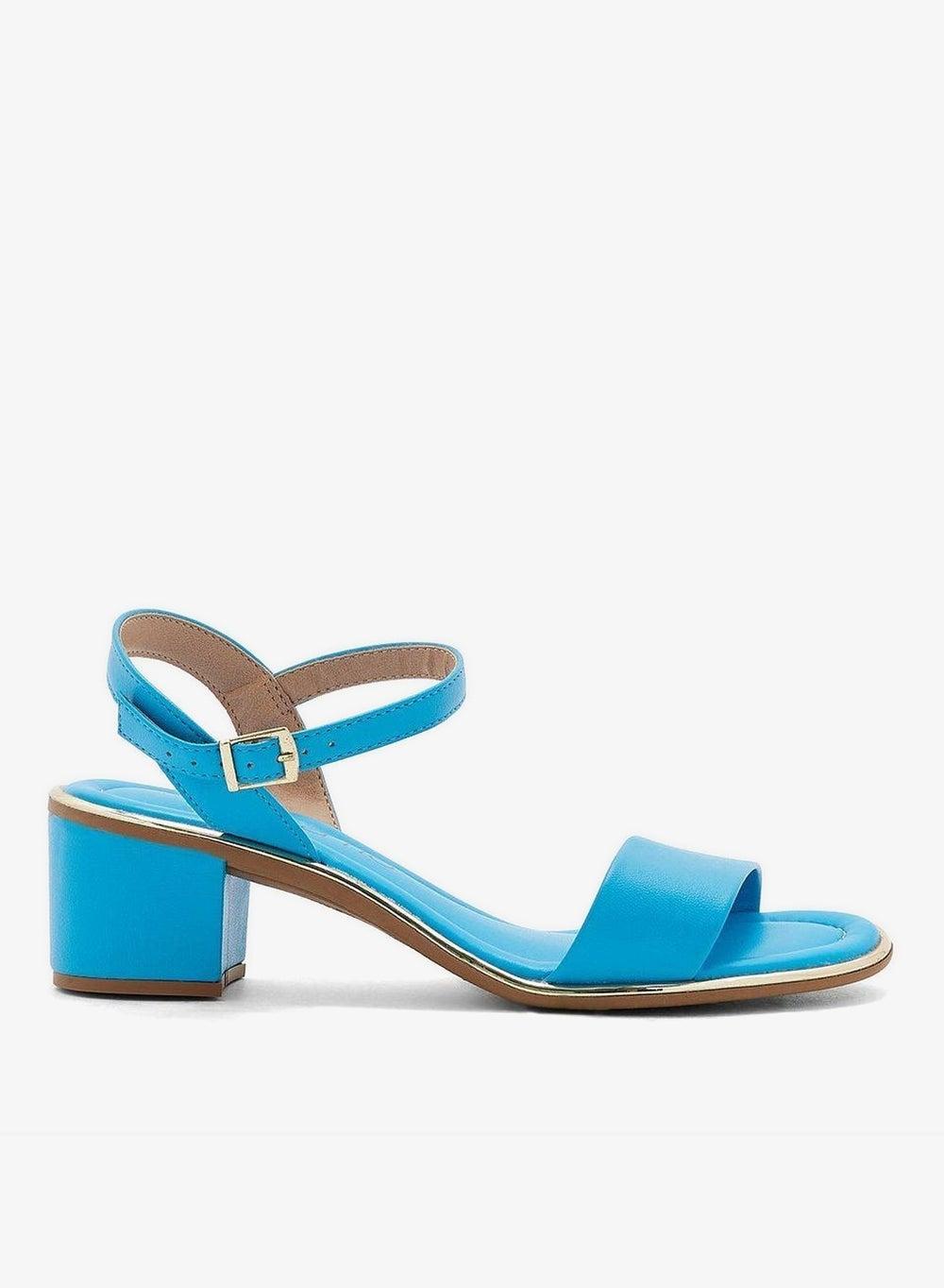 Blue Block Heel Sandals with Ankle Strap Comfort - Image 1