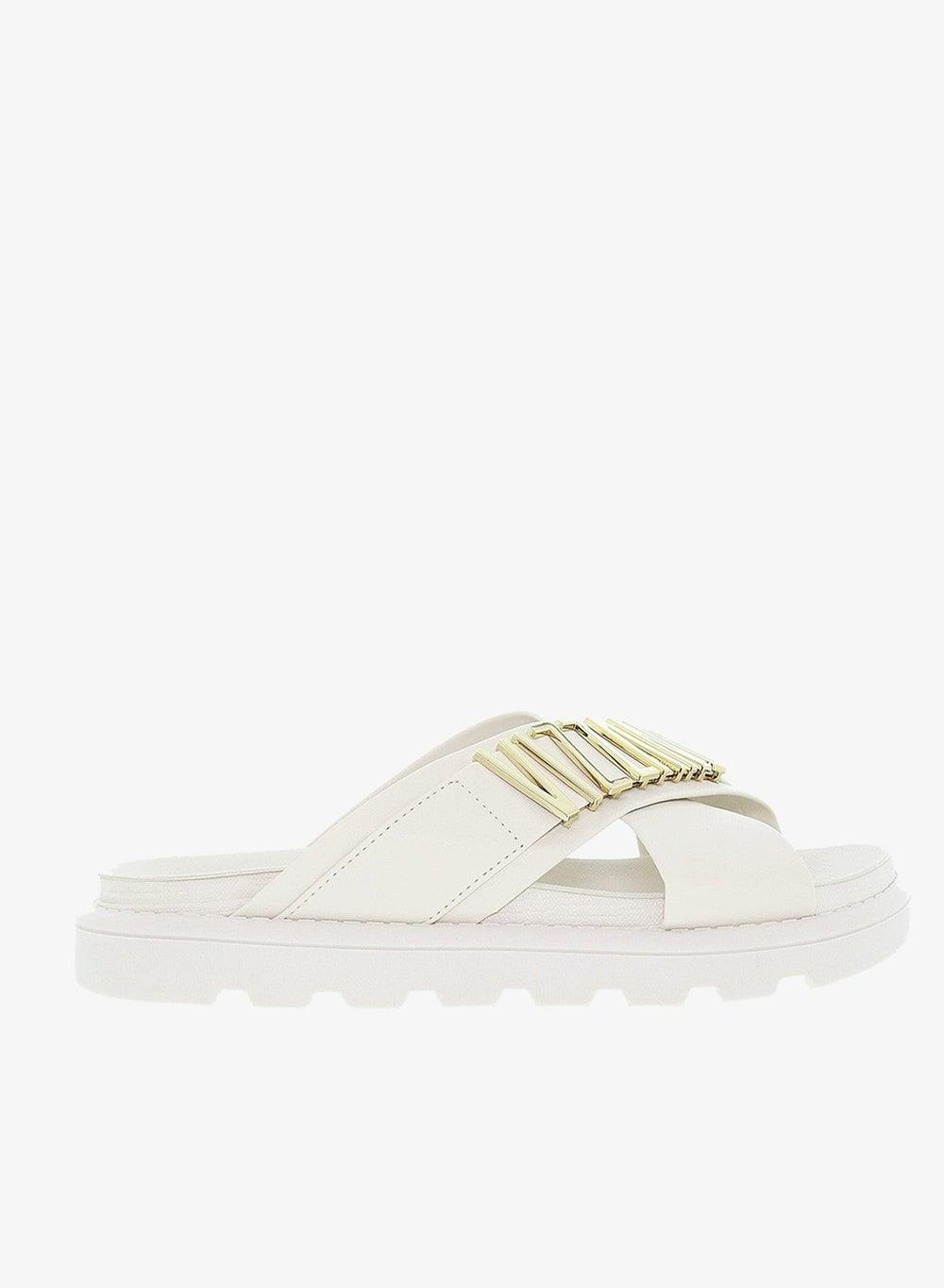 Off White Strappy Flat Sandals Slip-On Comfort Brazil - Image 1
