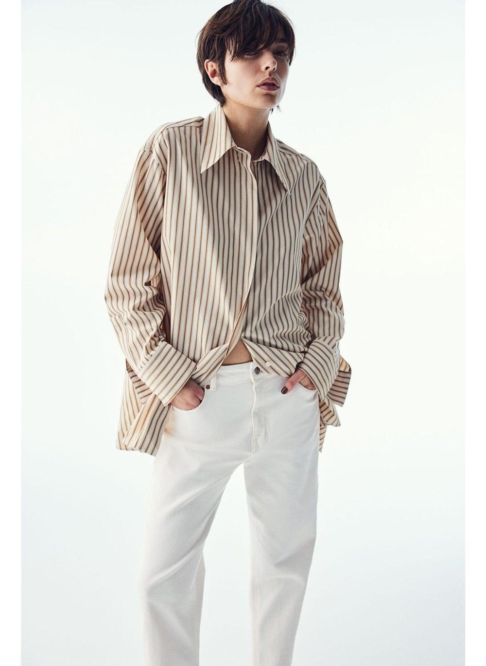 Slim Mom High Ankle Jeans in White Denim - Image 1