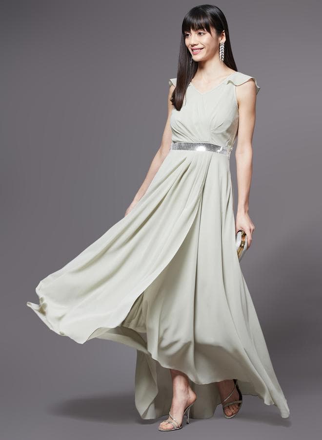 Light Grey Chiffon Maxi Dress 7008068313 - Image 1
