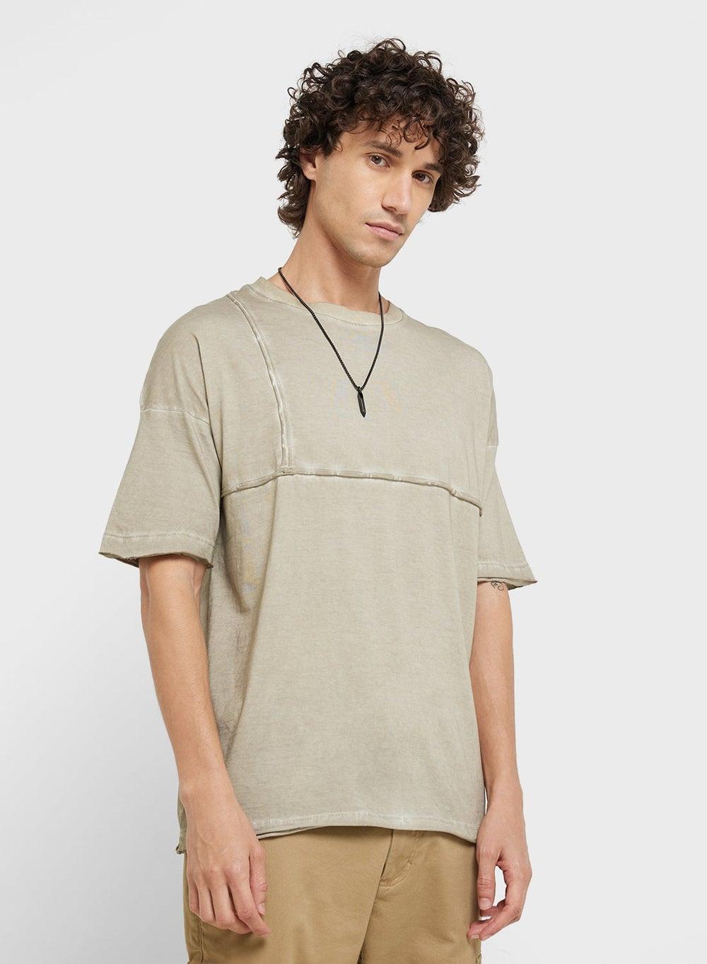 Men’s Stone Washed Oversized Crew Neck T-Shirt - Image 1