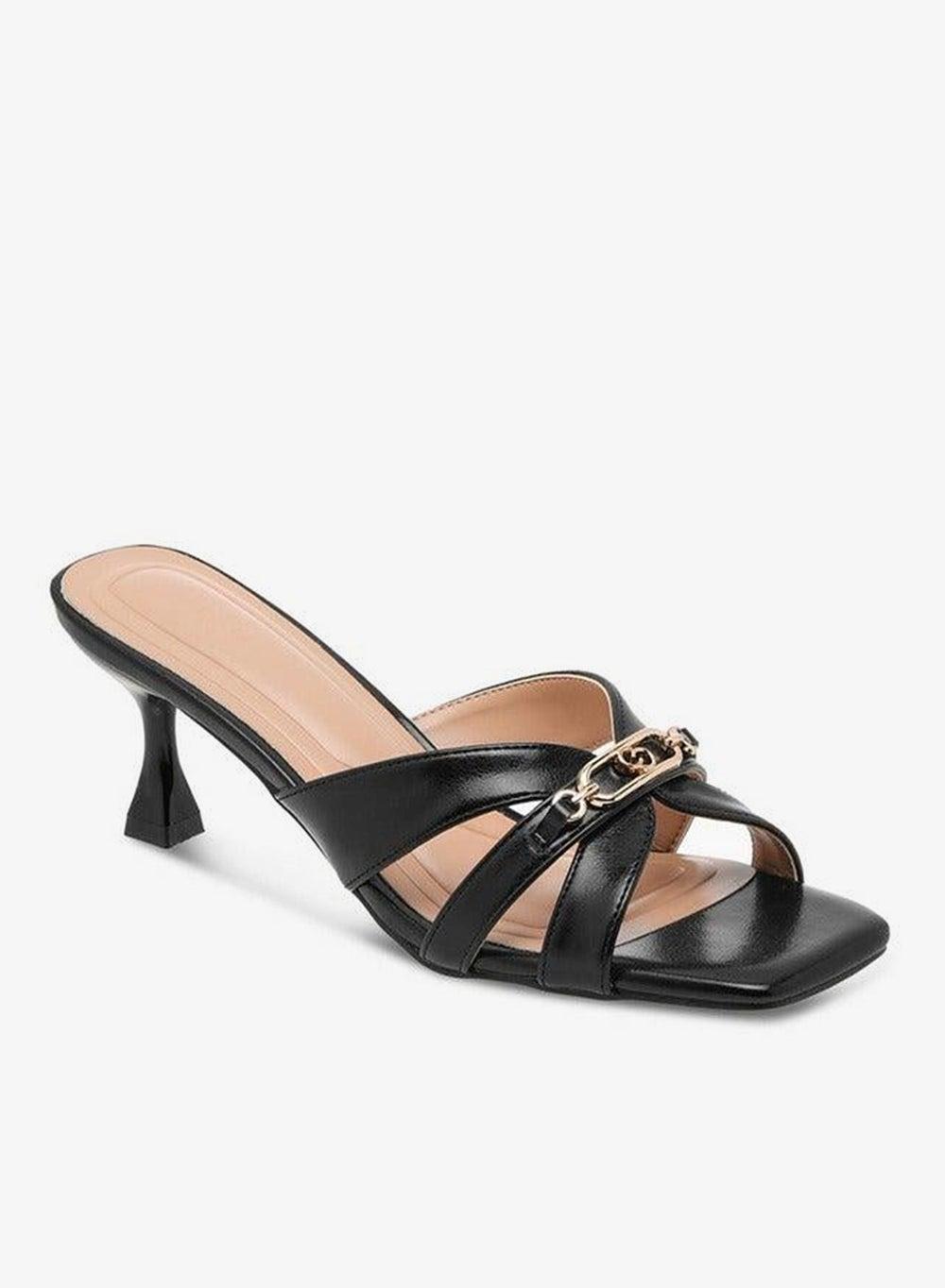 Black Cross Strap Slip-On Sandals M9555 1 - Image 1