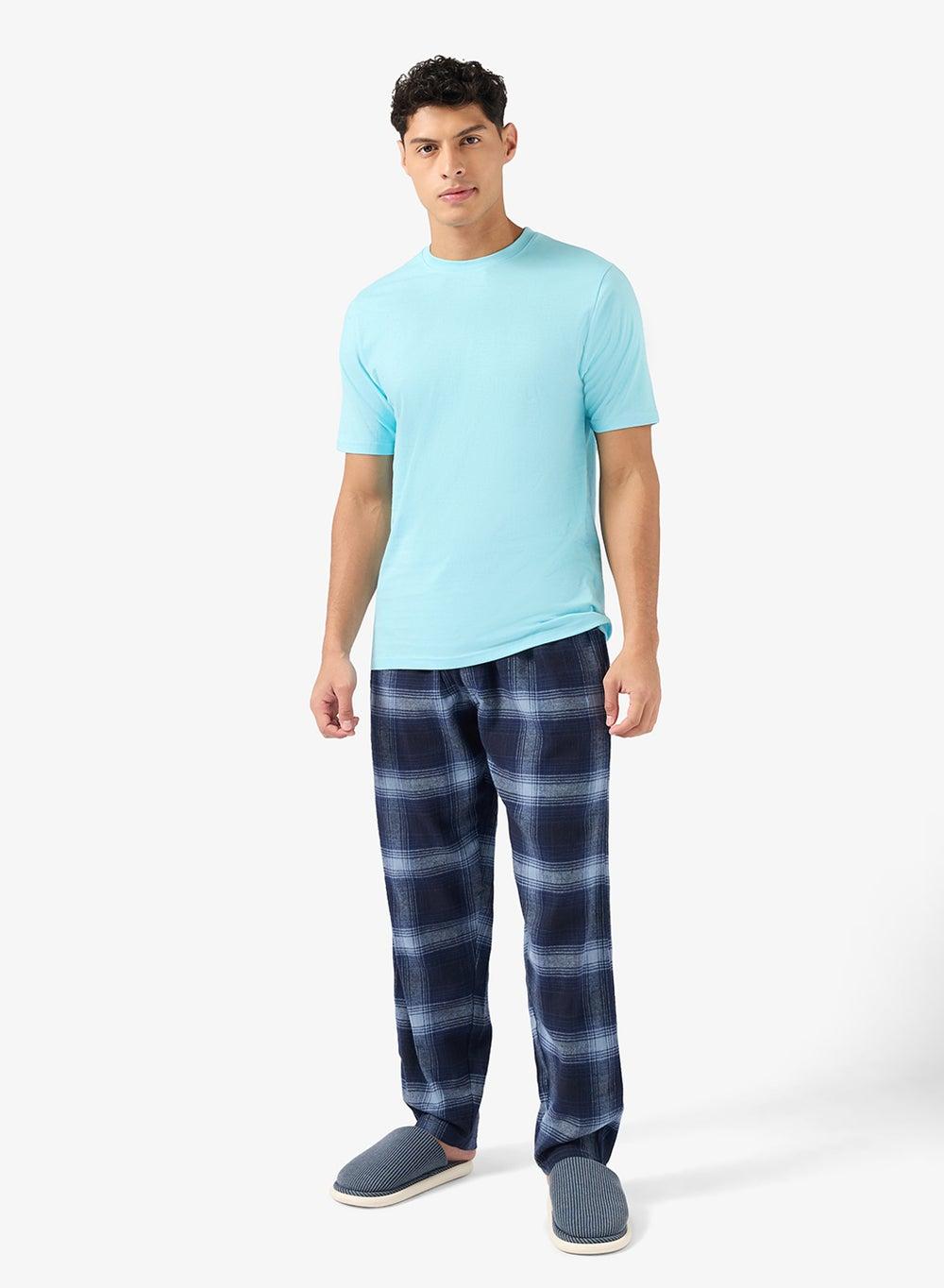 Arcamnw68 Blue Checkered Men’s Nightwear Set - Image 1