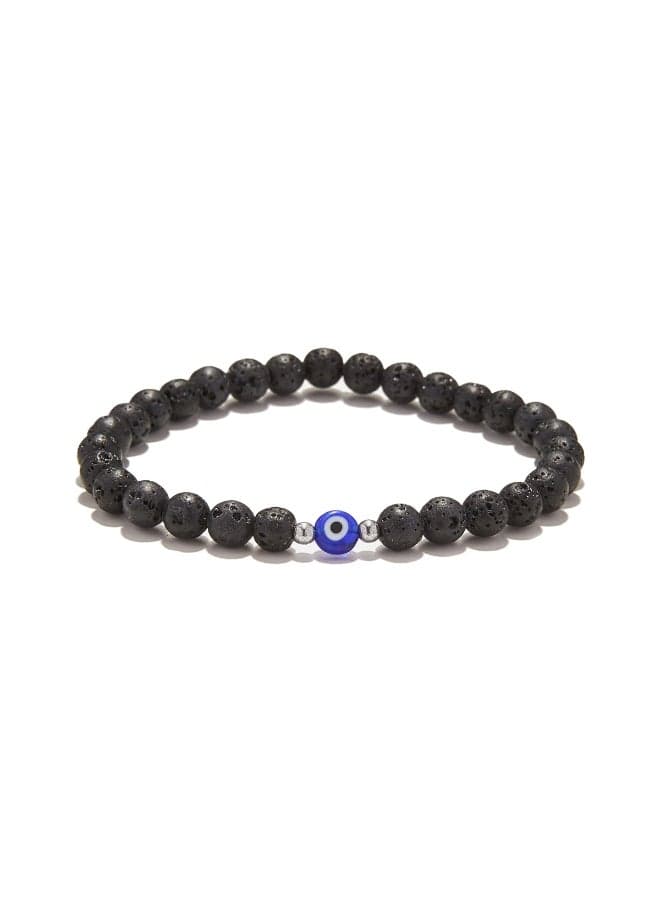 Blue Evil Eye Lava Stone Men’s Bracelet - Image 1