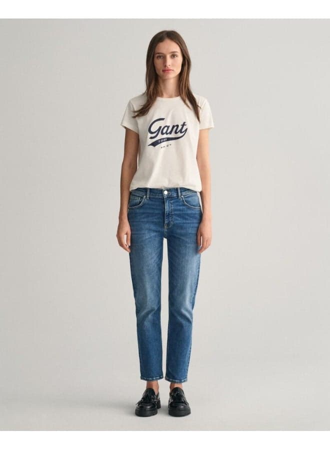 Gant Slim Fit Cropped Indigo Jeans - Image 1