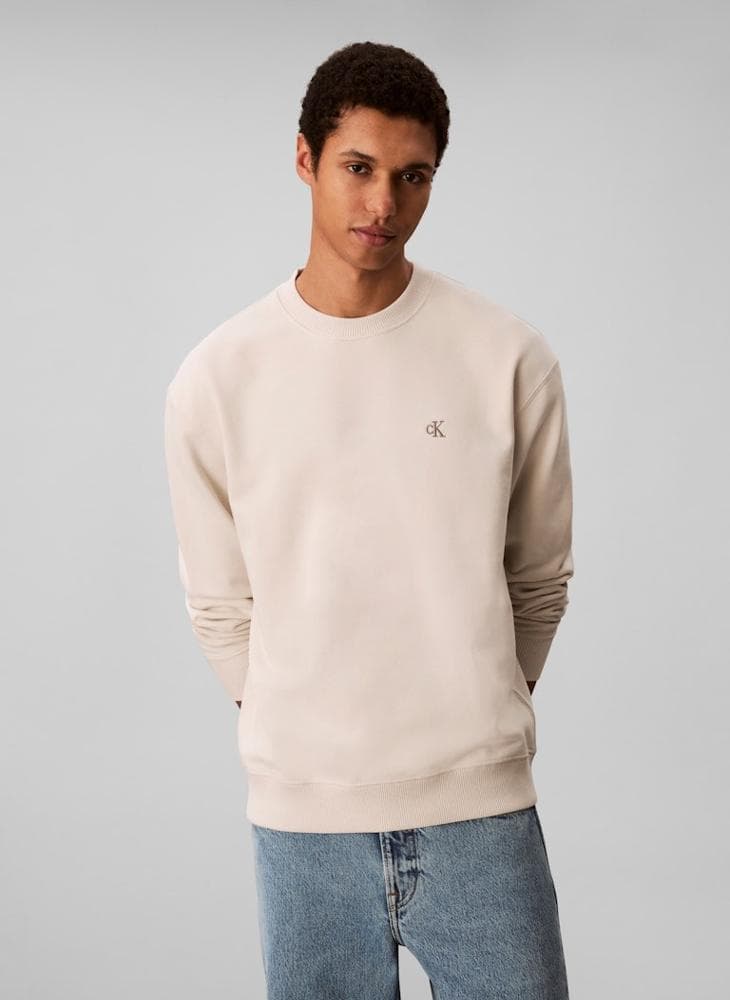 CK Monogram Terry Sweatshirt Lv04Rc296G67U Chalk - Image 1
