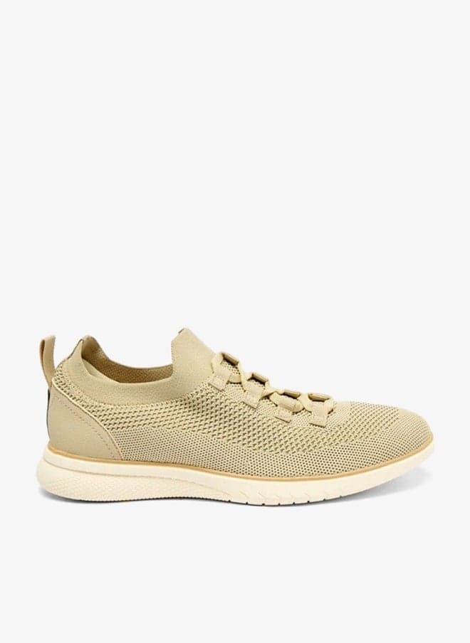 Beige Textured Flyknit Slip-On Sneakers H Qo3 - Image 1