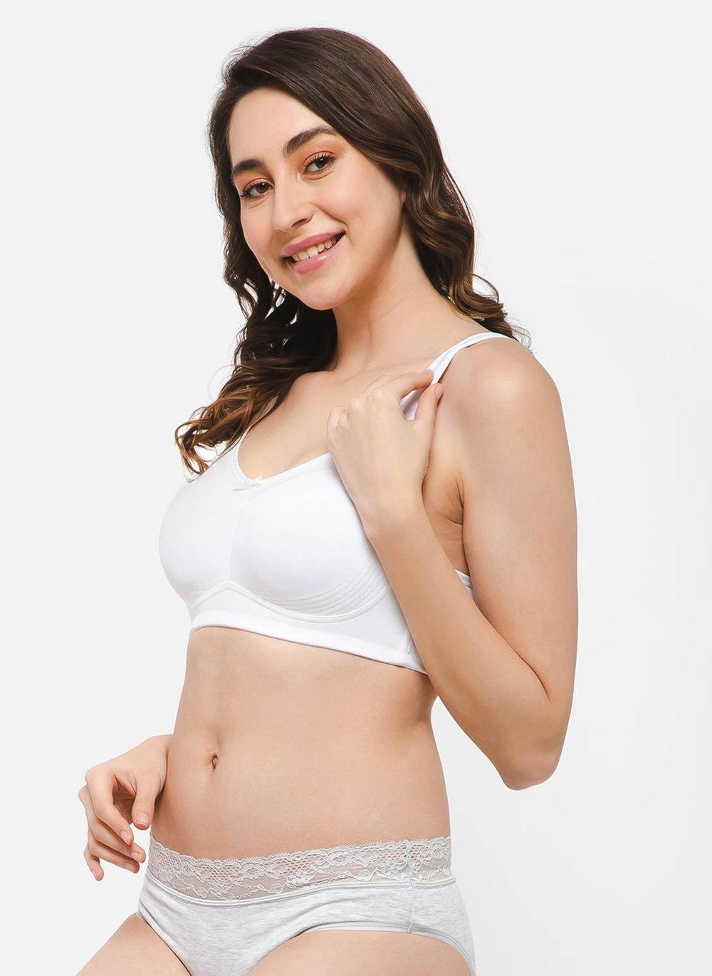 Clovia Br5006R18 White Cotton Full Figure Wireless Bra - Image 1