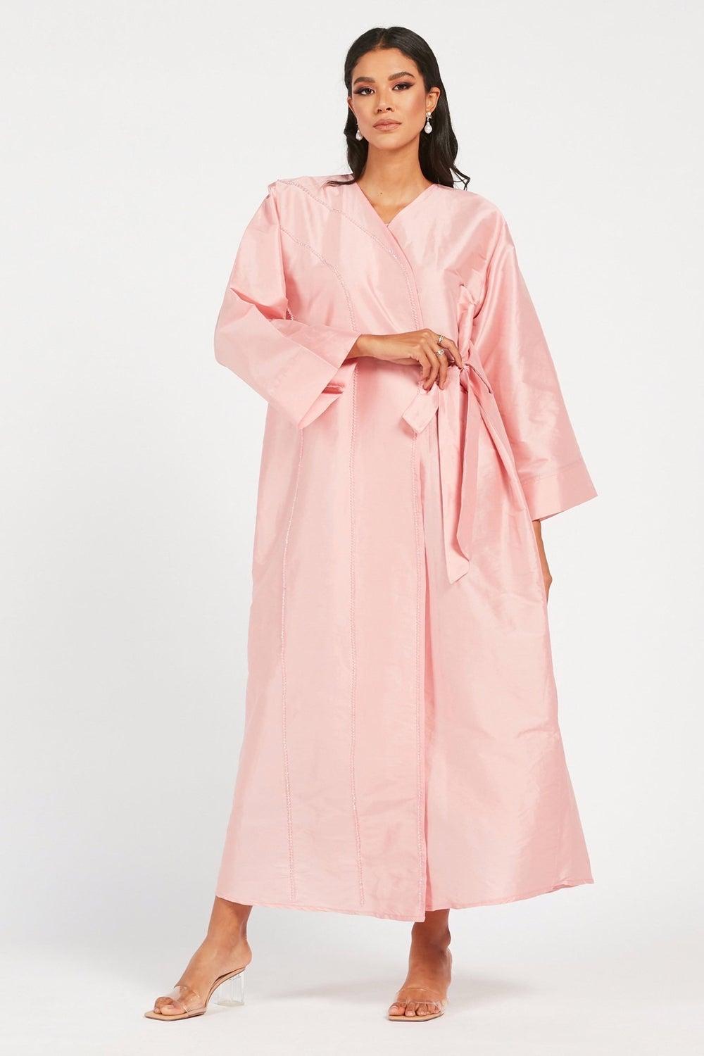 Multicolor Tie-Up Belt Wrap Abaya - Image 1