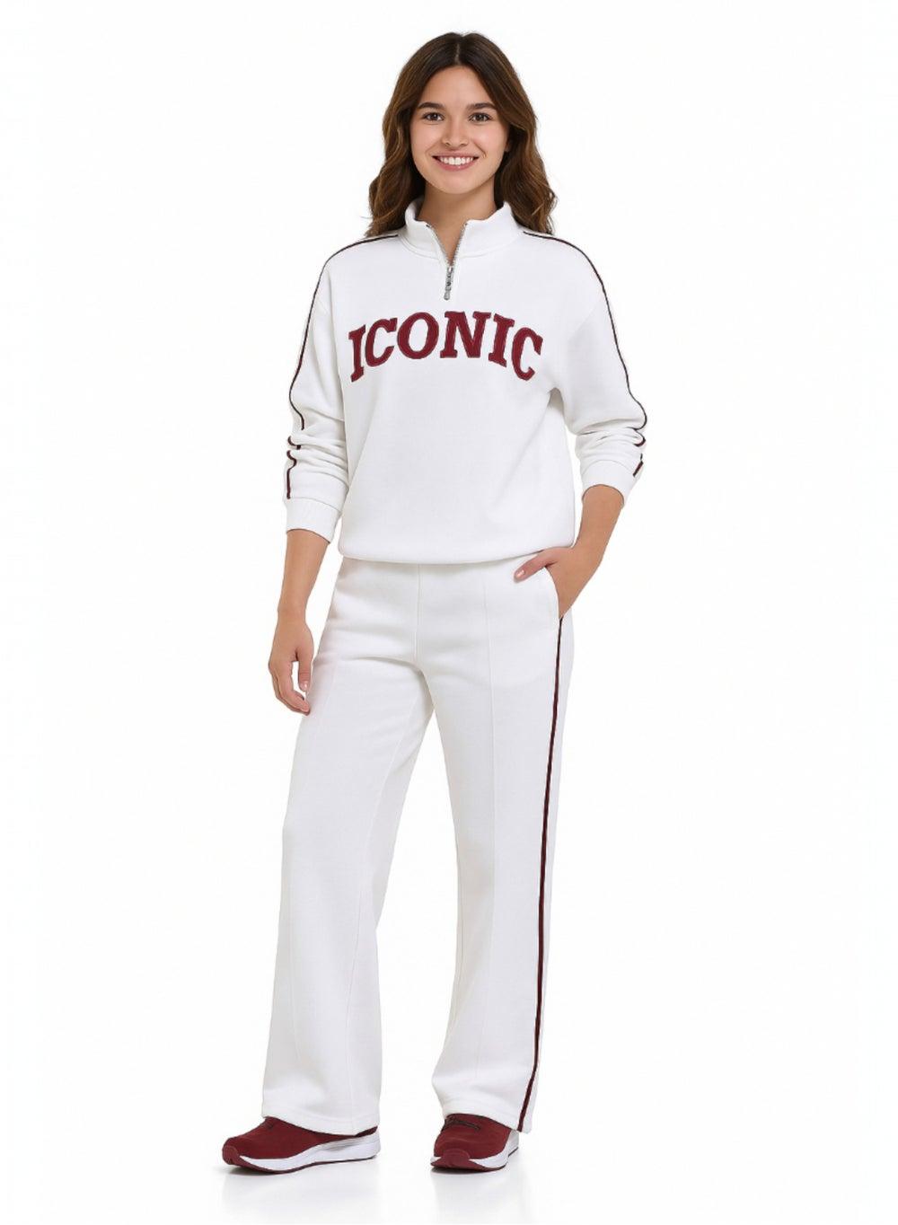ICONIC Girls Fleece Sweattop & Wide-Leg Jogger Set - Image 1
