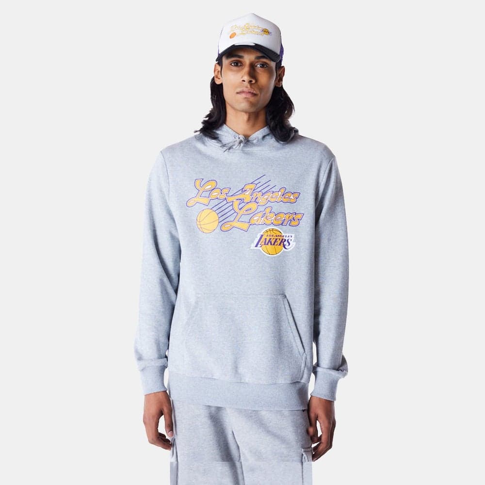 Los Angeles Lakers Script Hoodie Grey Cotton Classic - Image 1