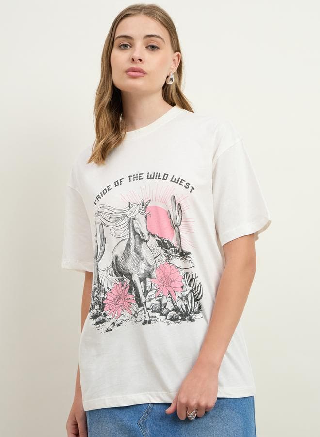 Pride of The West Oversized Graphic Cotton T-Shirt - Image 1