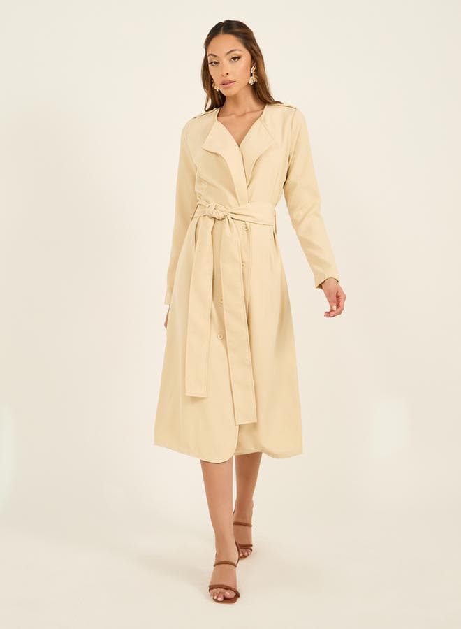 Belted Utility Midi Dress 7011212437 Yellow - Image 1