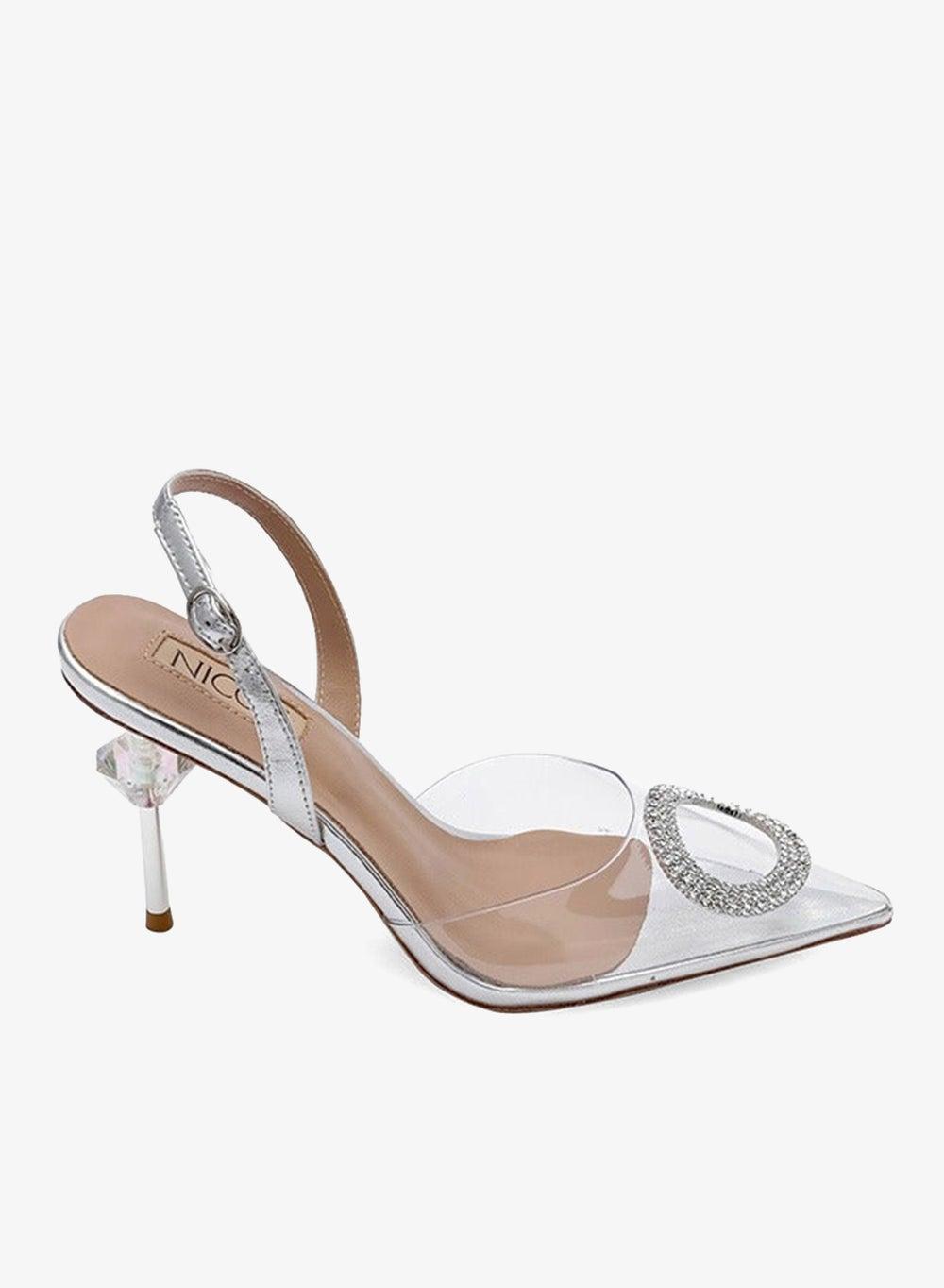 Berenger Silver Embellished Bridal High Heel Pumps - Image 1
