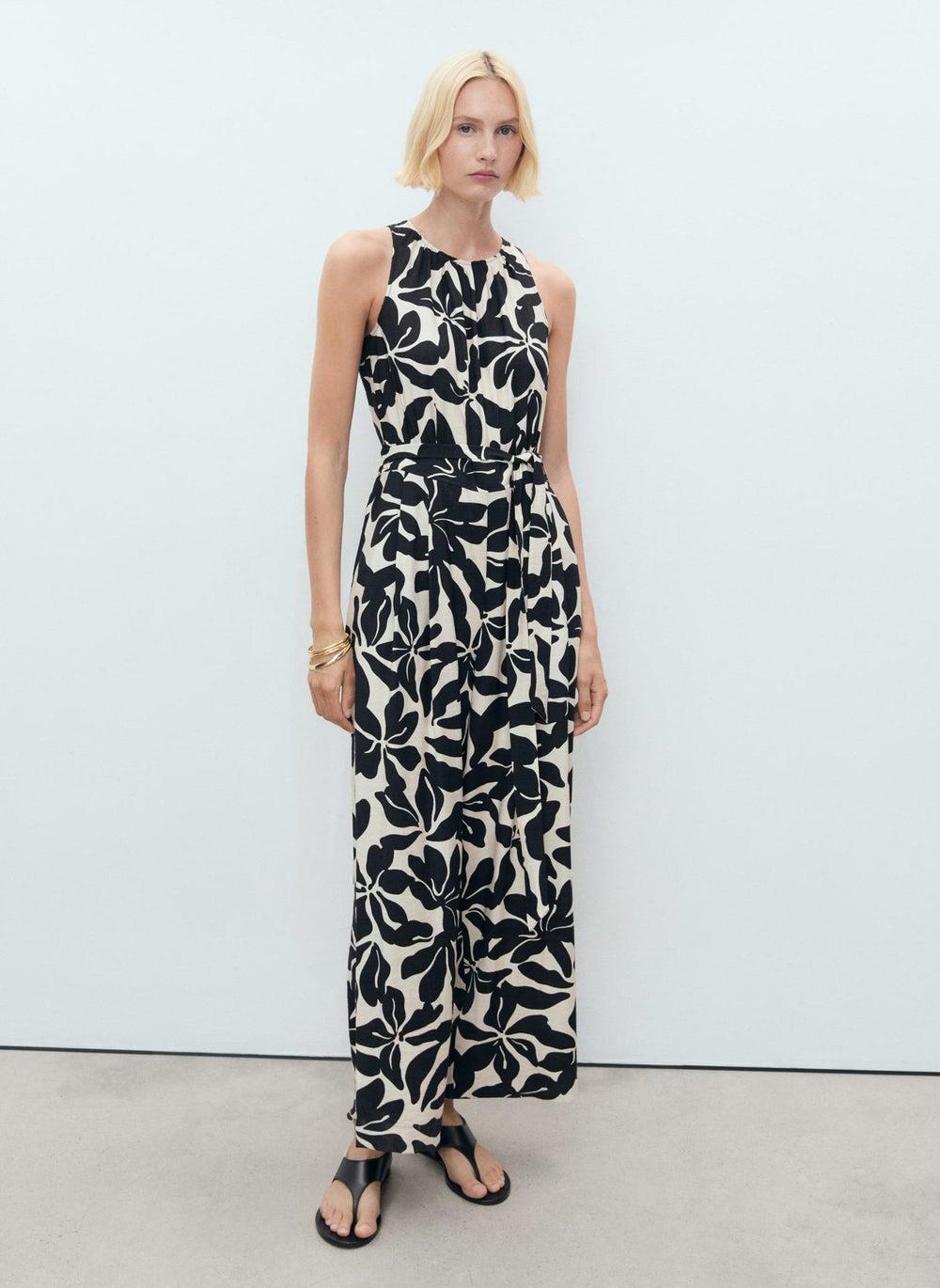MANGO 17981186 Printed Belted Sleeveless Jumpsuit - Image 1