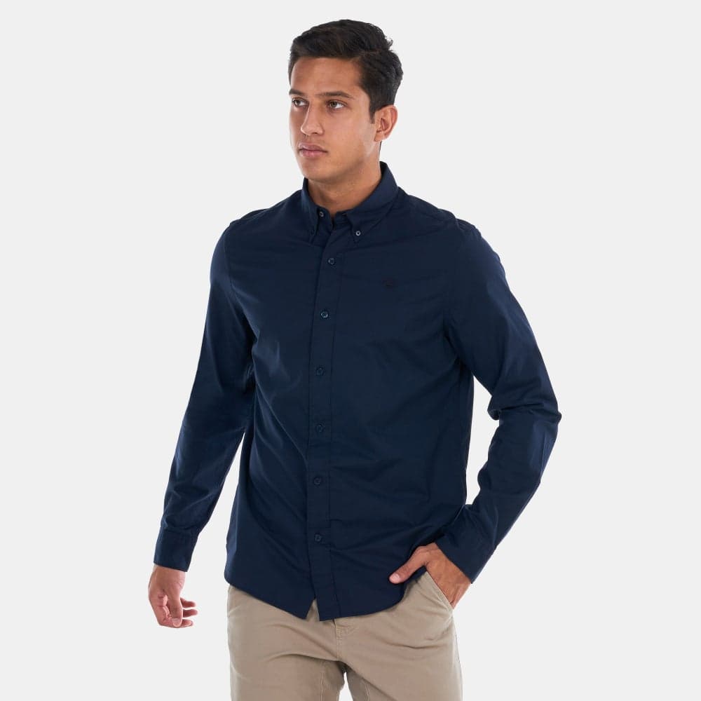 Timberland Men’s Blue Poplin Long-Sleeve Shirt - Image 1