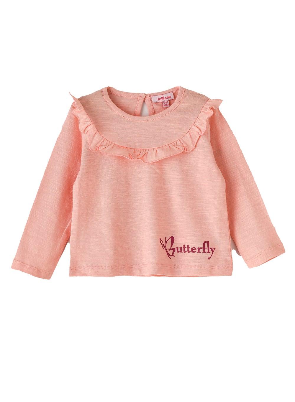 Girls Butterfly Ruffle Top Dksbing511 Pink - Image 1