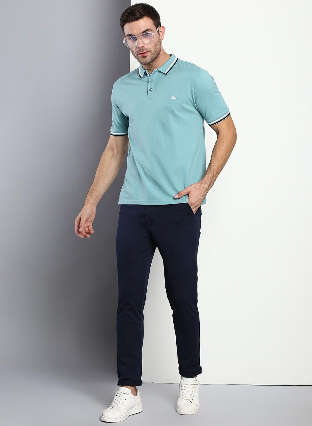 Men’s Navy Slim Tapered Cotton Chino Pants - Image 1