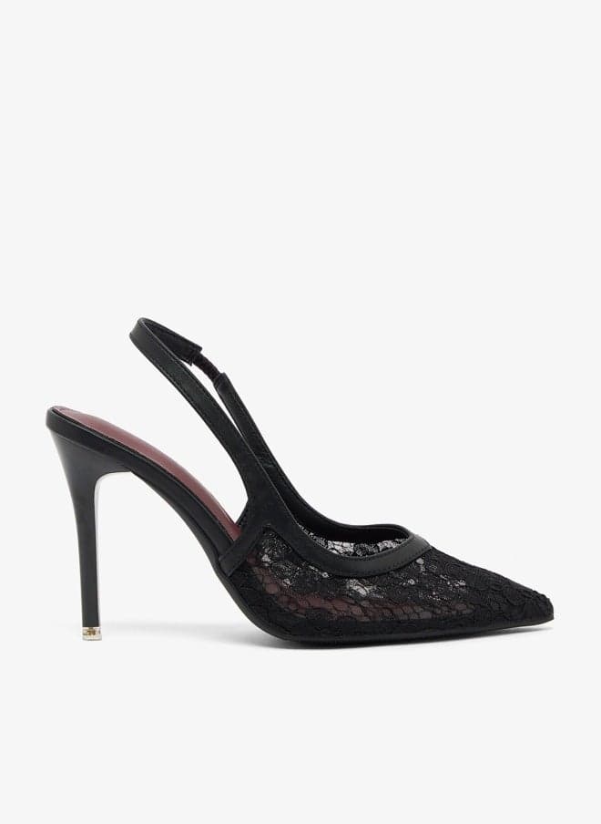 Black Stiletto Slingback Pumps Xz256058 - Image 1