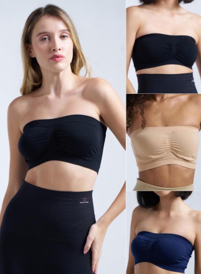 MUNNS AND MARS Solid Bandeau Bra Set of 3 - Image 1