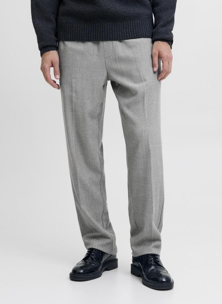 Jack & Jones Grey Melange Casual Trousers 12283031 - Image 1