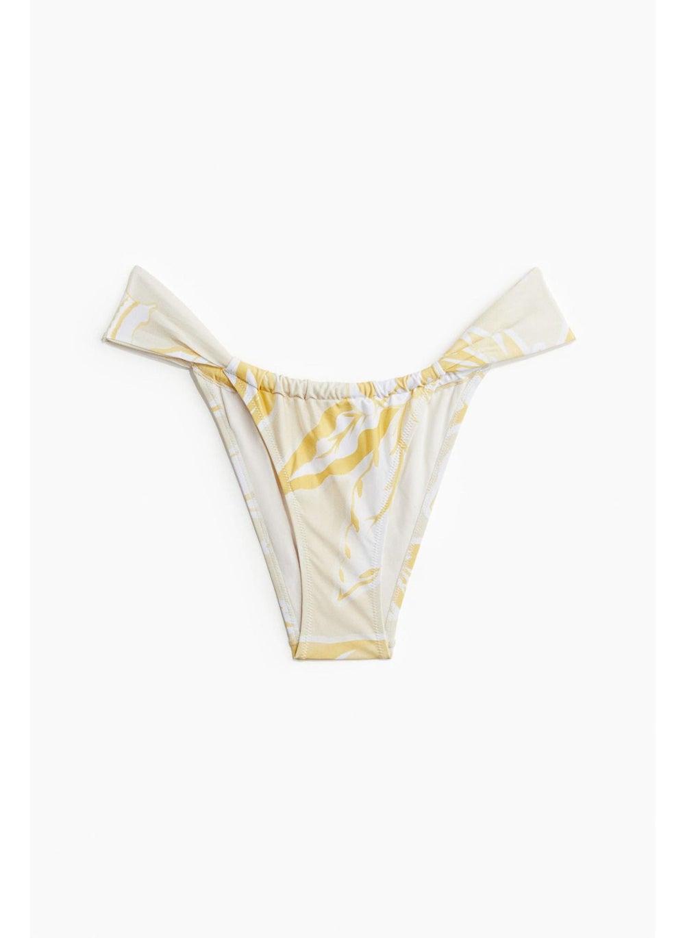 Cheeky Ruched Tanga Bikini Bottoms Yellow Dusty Light - Image 1