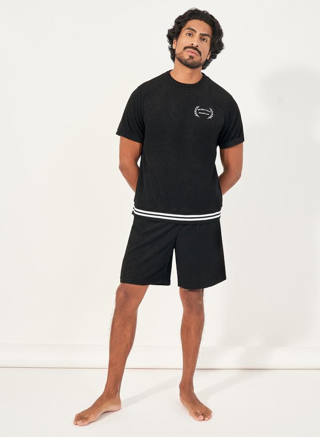 Towel Knit Graphic Lounge T-Shirt & Shorts Set 7010078101 - Image 1