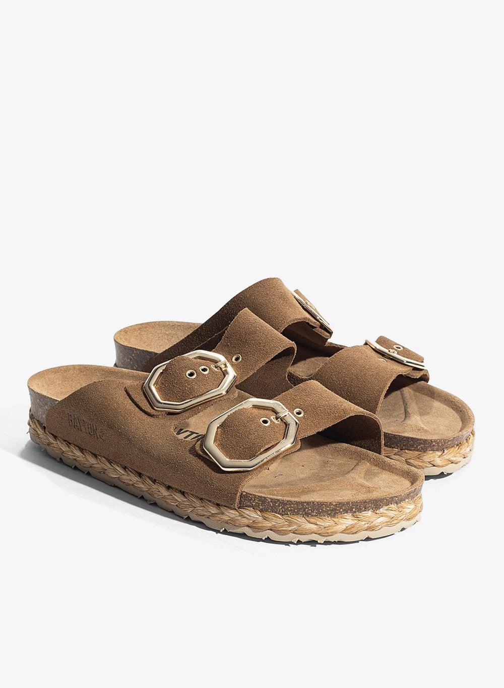 Atlas Camel Leather Flat Sandals - Image 1