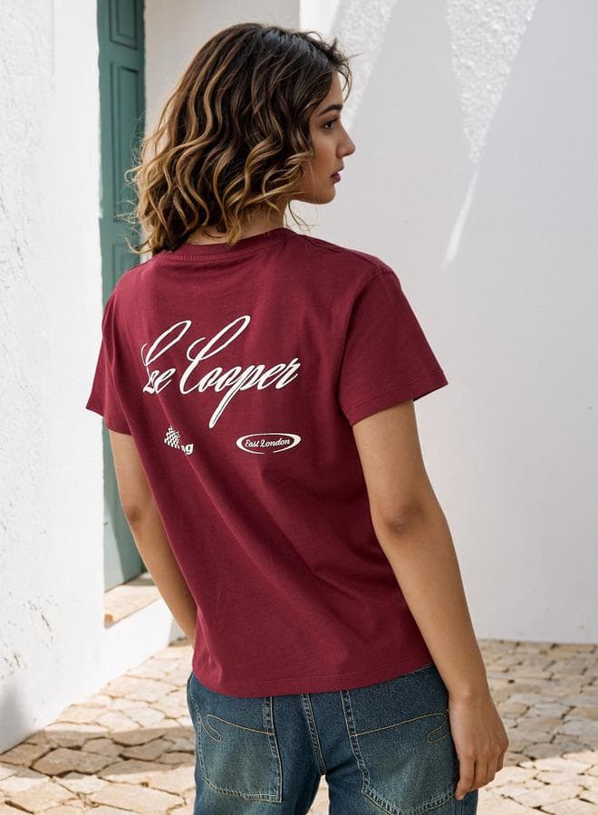 Lee Cooper Red Printed Cotton Blend T-Shirt - Image 1