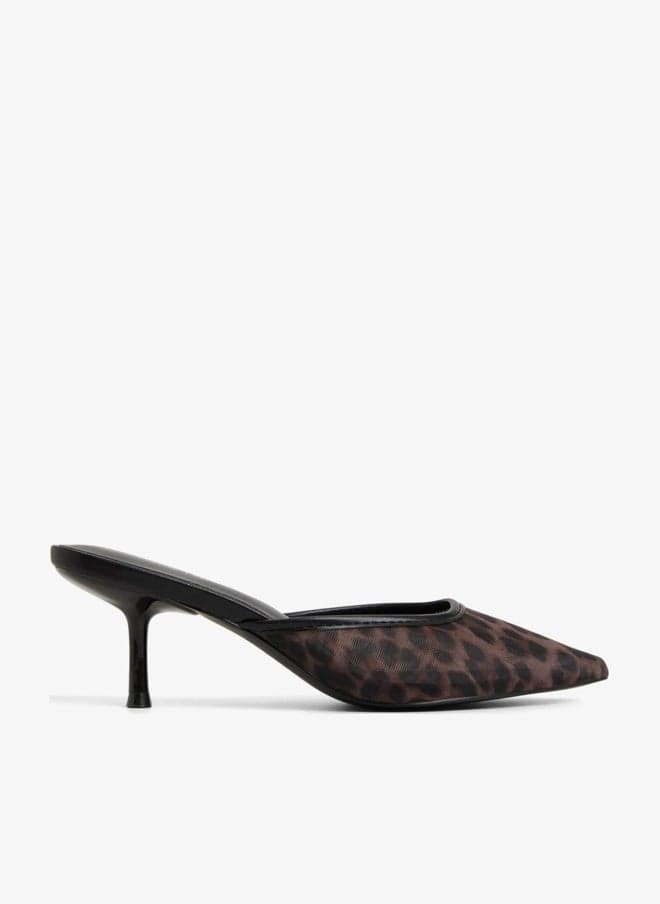 EraKitten Mesh Pointed Toe Kitten Heel Mules - Image 1