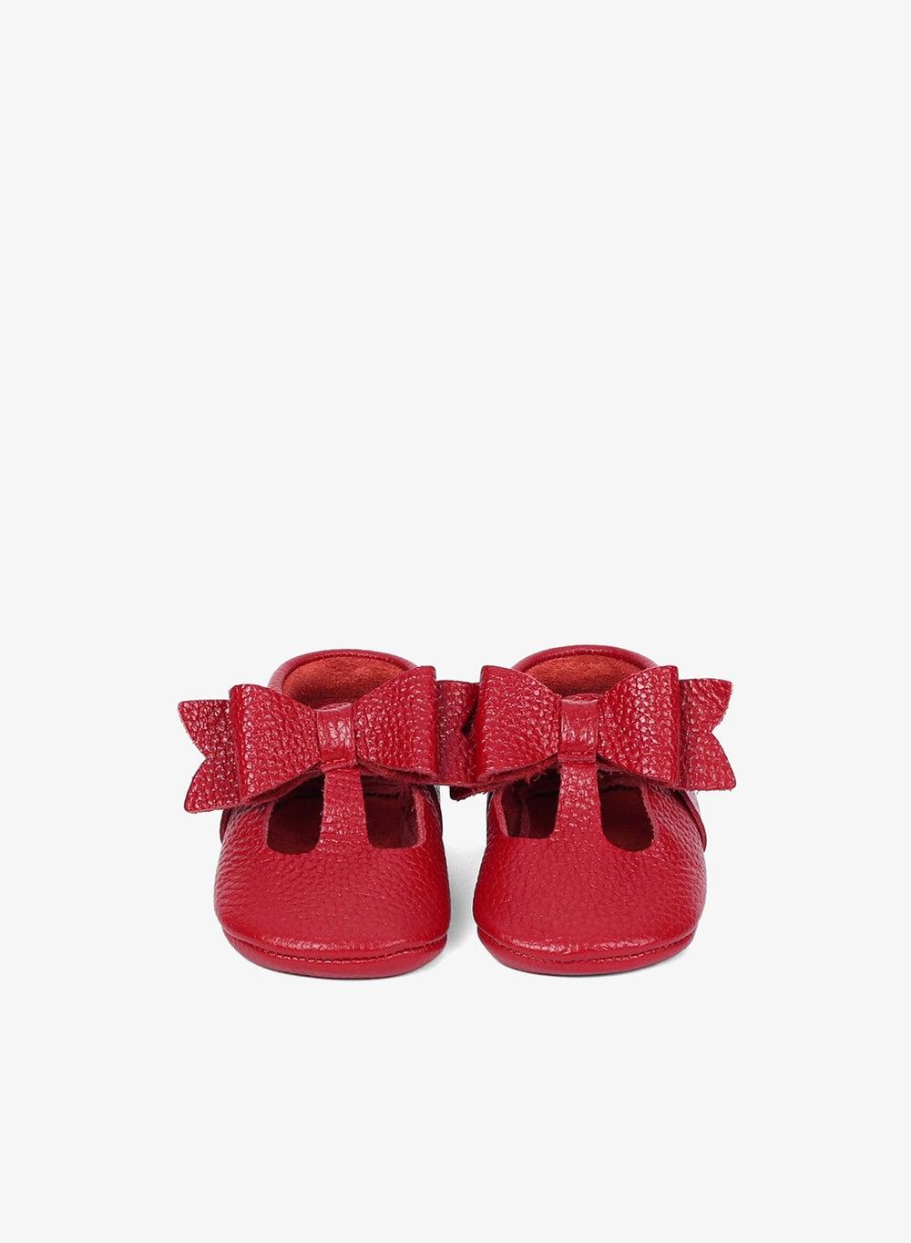 Red Baby Leather Moccasins – Handmade Turkish Comfort - Image 1