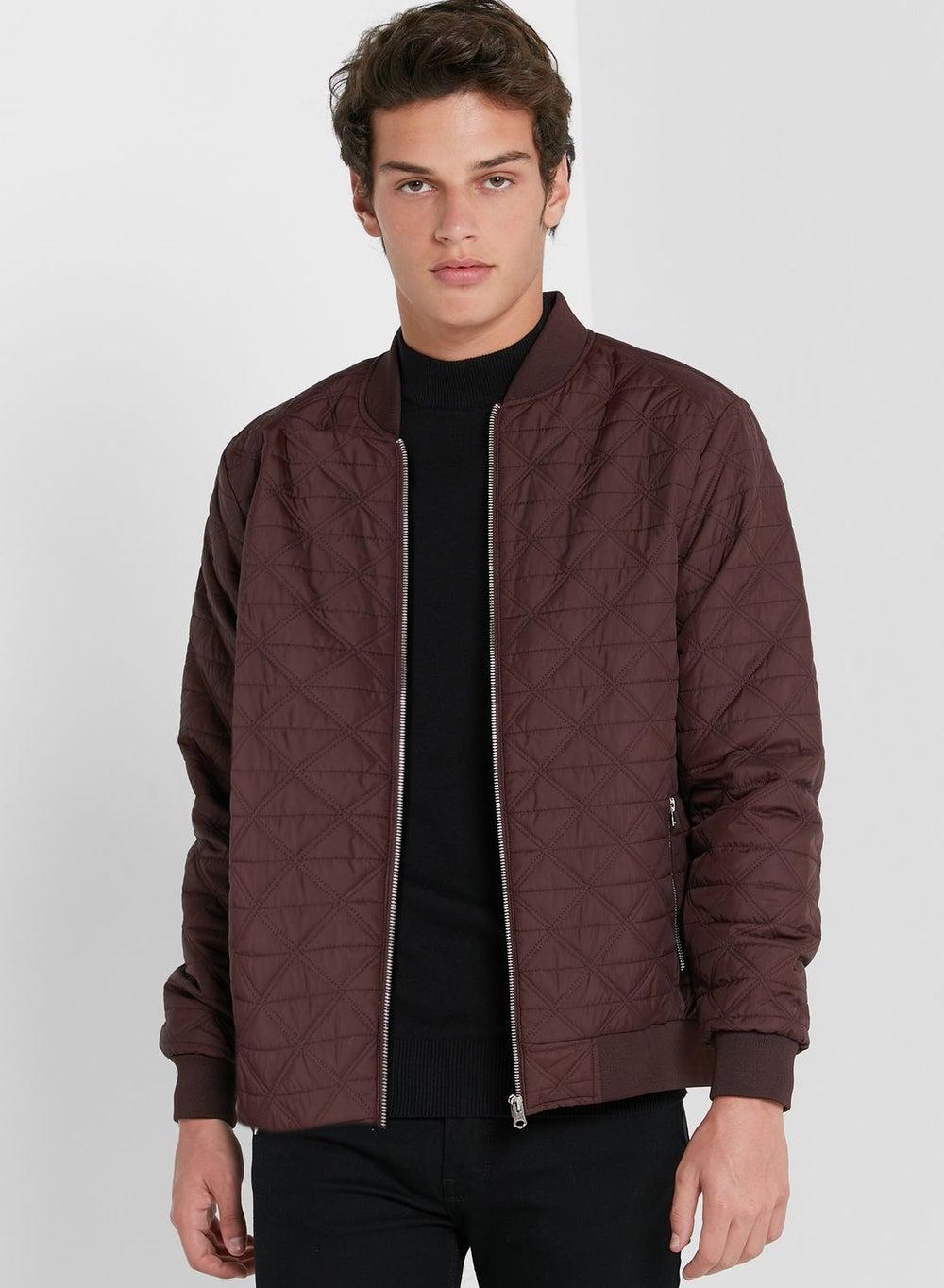 Men’s Brown Quilted Jacket JK 3 Casual Fit - Image 1