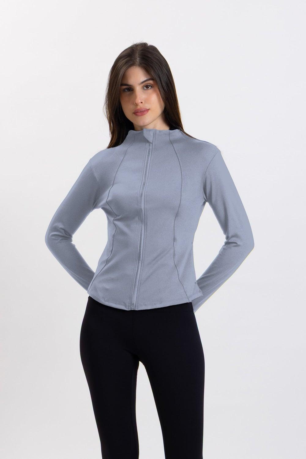 Detailed Sculpt Zip-Up High Neck Training Top - Image 1
