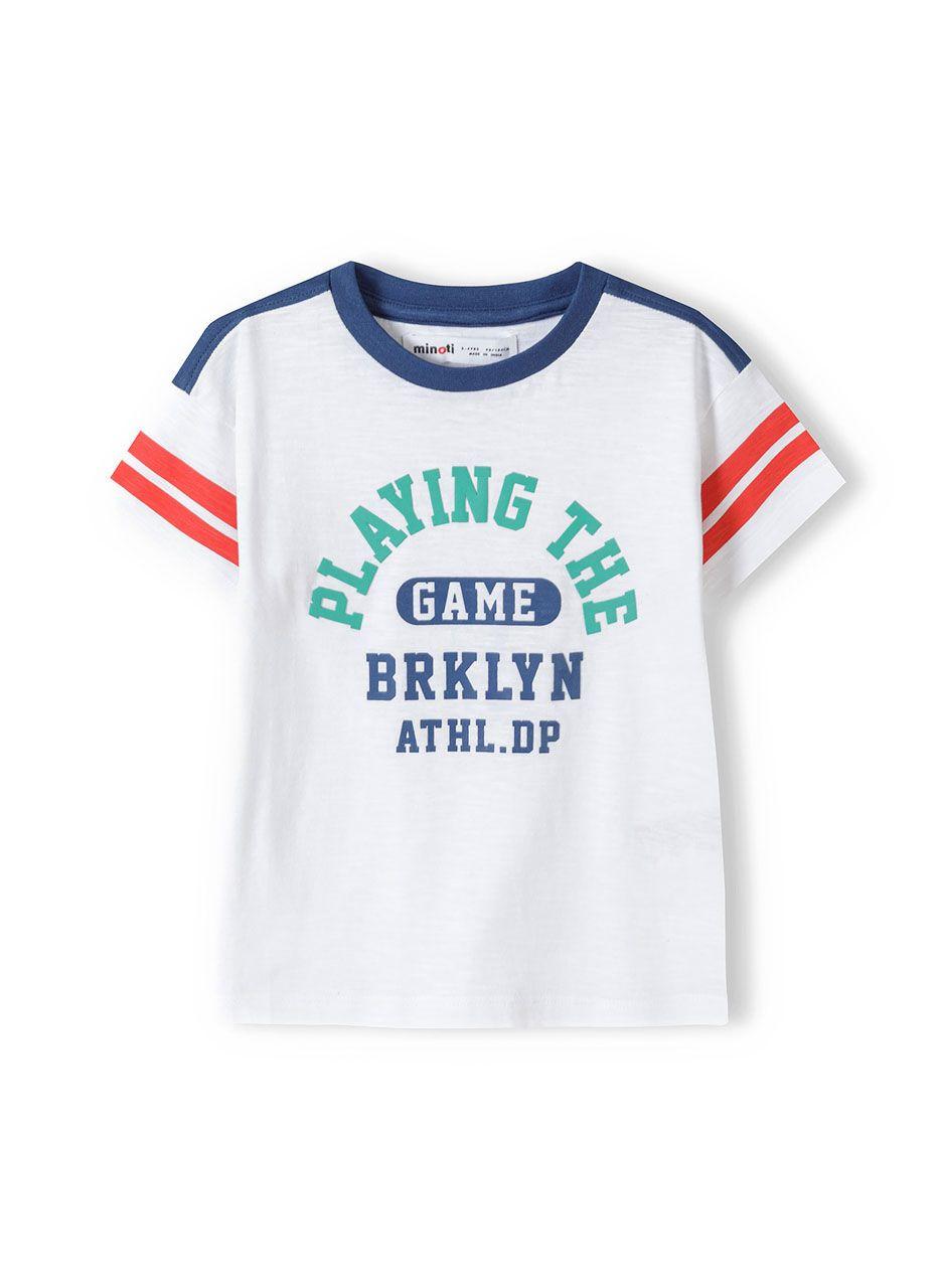 Boys Slub Graphic T-Shirt with Contrast Panels White - Image 1