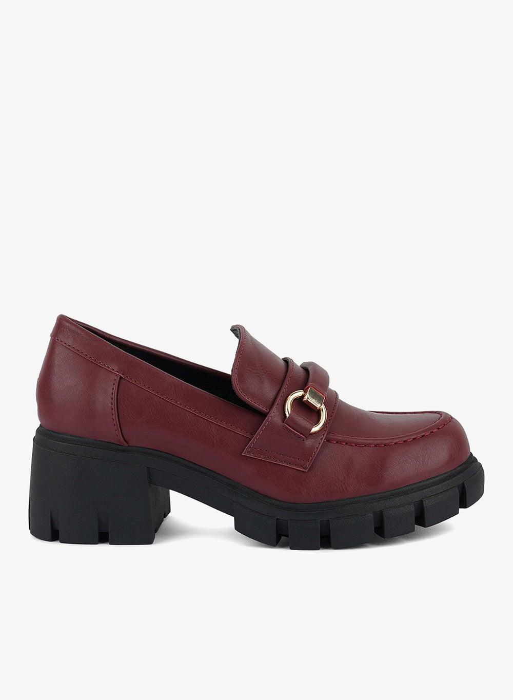 Burgundy Chunky Platform Loafers Sh4262 - Image 1