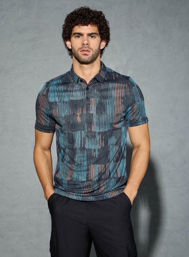Technosport Slim Fit Printed Polo Shirt Multi - Image 1