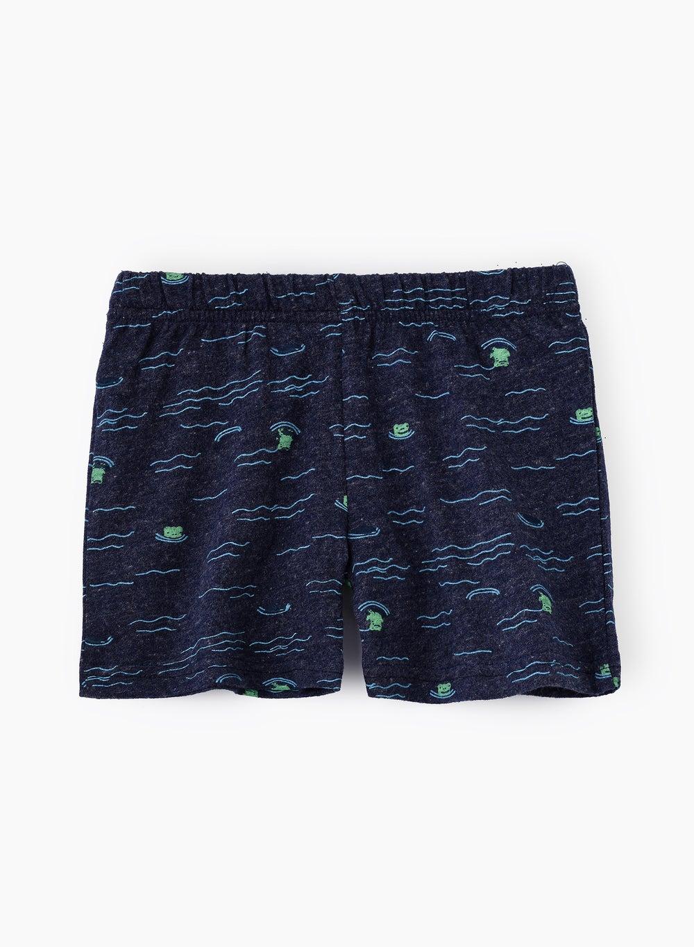 Boys Navy Sea Print Cotton Shorts Crinb4075 - Image 1