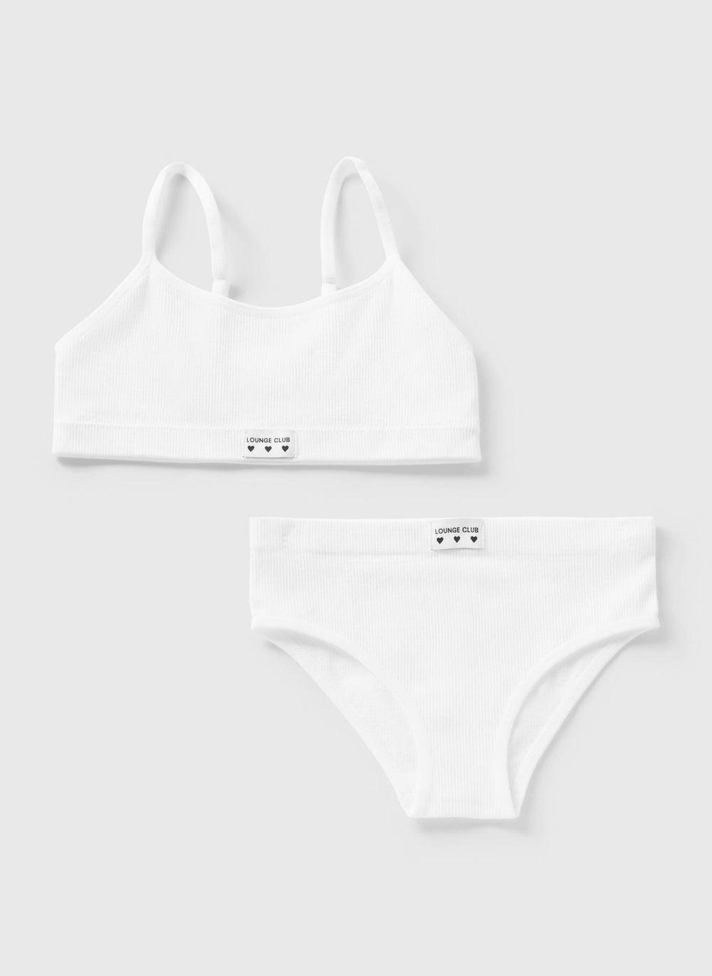 Girls White Seamless Crop Top & Knicker Set - Image 1