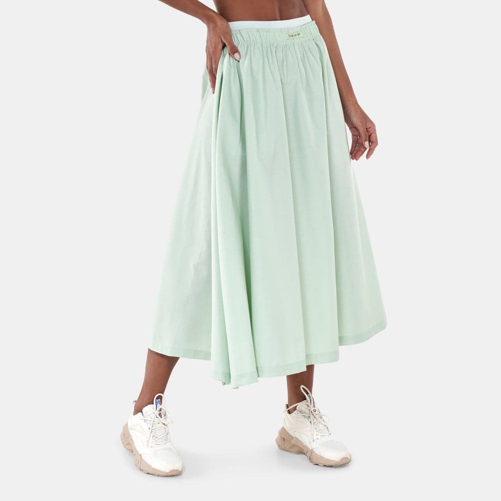Women’s Classic Green Midi Skirt with Side Slit - Image 1
