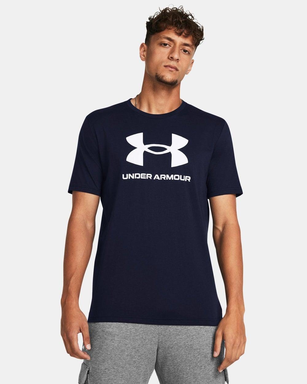Under Armour Men's Blue Logo Cotton Blend T-Shirt - Image 1