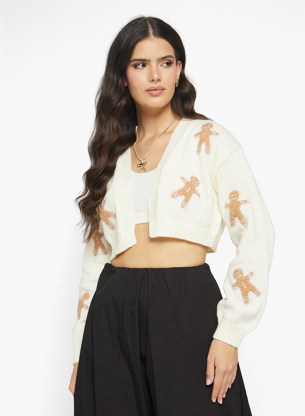 Gingerbread Knit Cropped Cardigan Y250520067 - Image 1