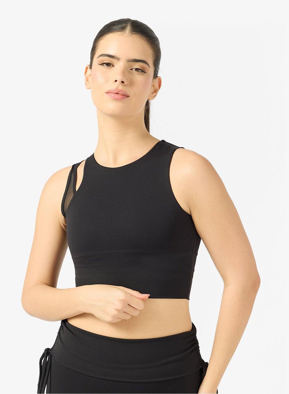 Black Mesh Trim Fitted Training Vest Y250708085 - Image 1