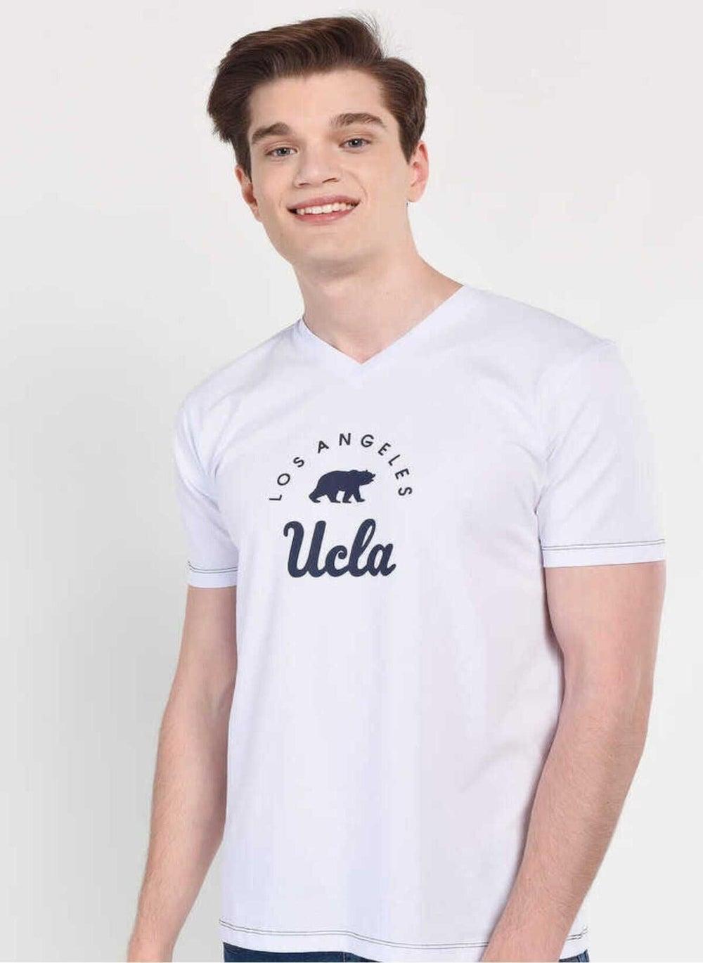 MOONAVE White Cotton Graphic V-Neck T-Shirt - Image 1