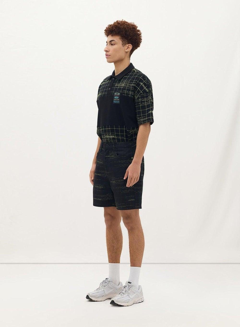 SHORT 003 Checkered Cotton Black Casual Shorts - Image 1