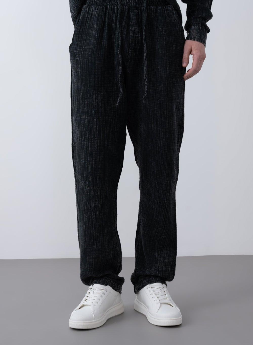 Men’s Relaxed Cotton Drawstring Trousers – Black 2 Pack - Image 1