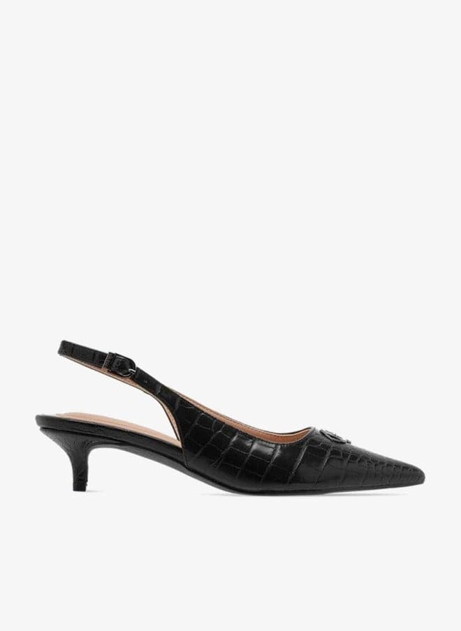 M222 A4 Textured Pointed Toe Buckle Pumps - Image 1