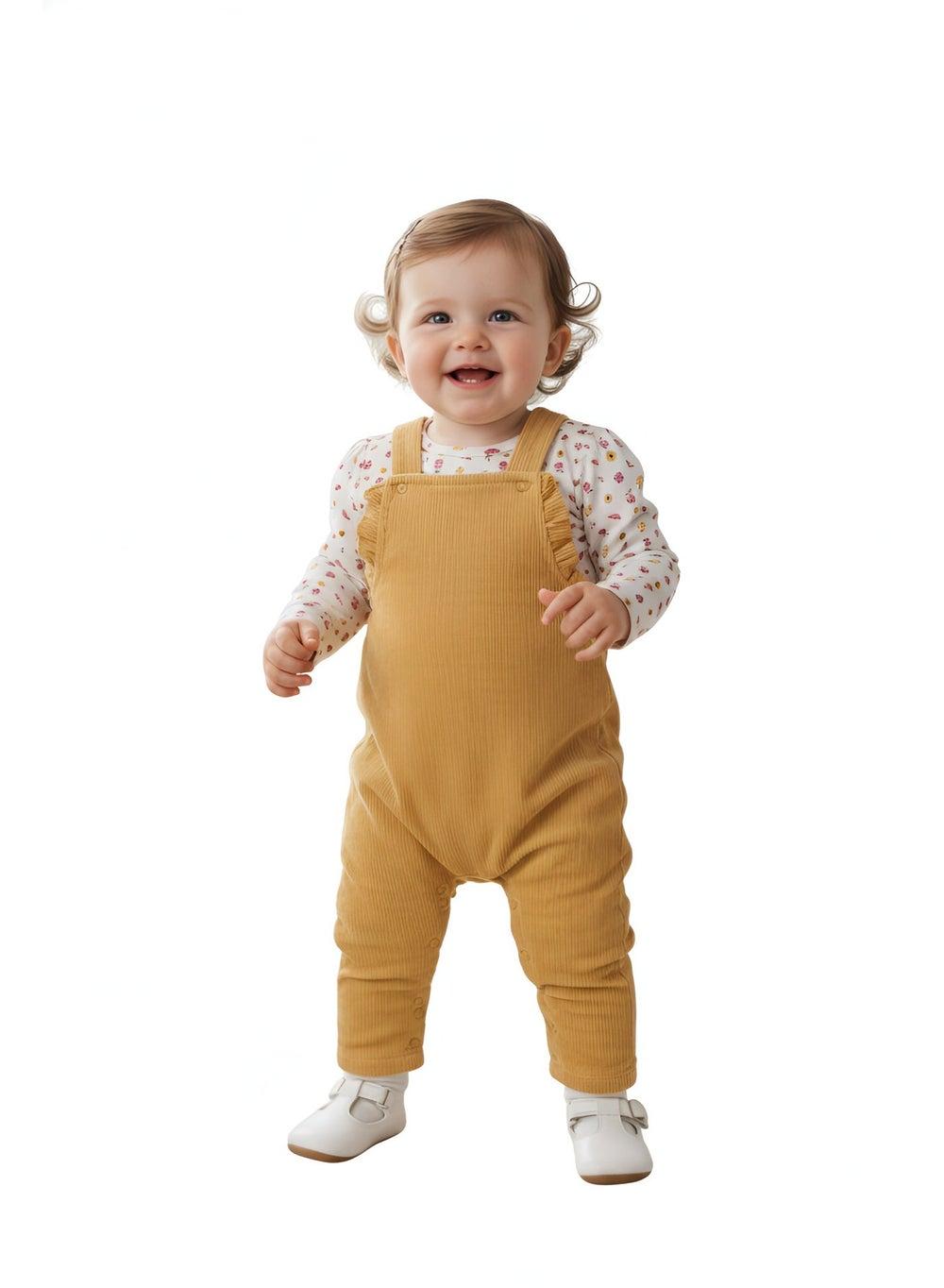 Bambimici Floral Jumper Bodysuit Set Yellow - Image 1
